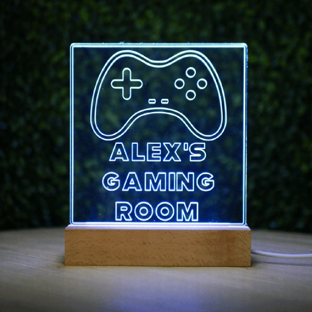 Custom Kids Gaming Room LED Lamp – Personalized Name Night Light
