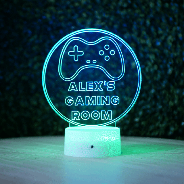 Custom Kids Gaming Room LED Lamp – Personalized Name Night Light