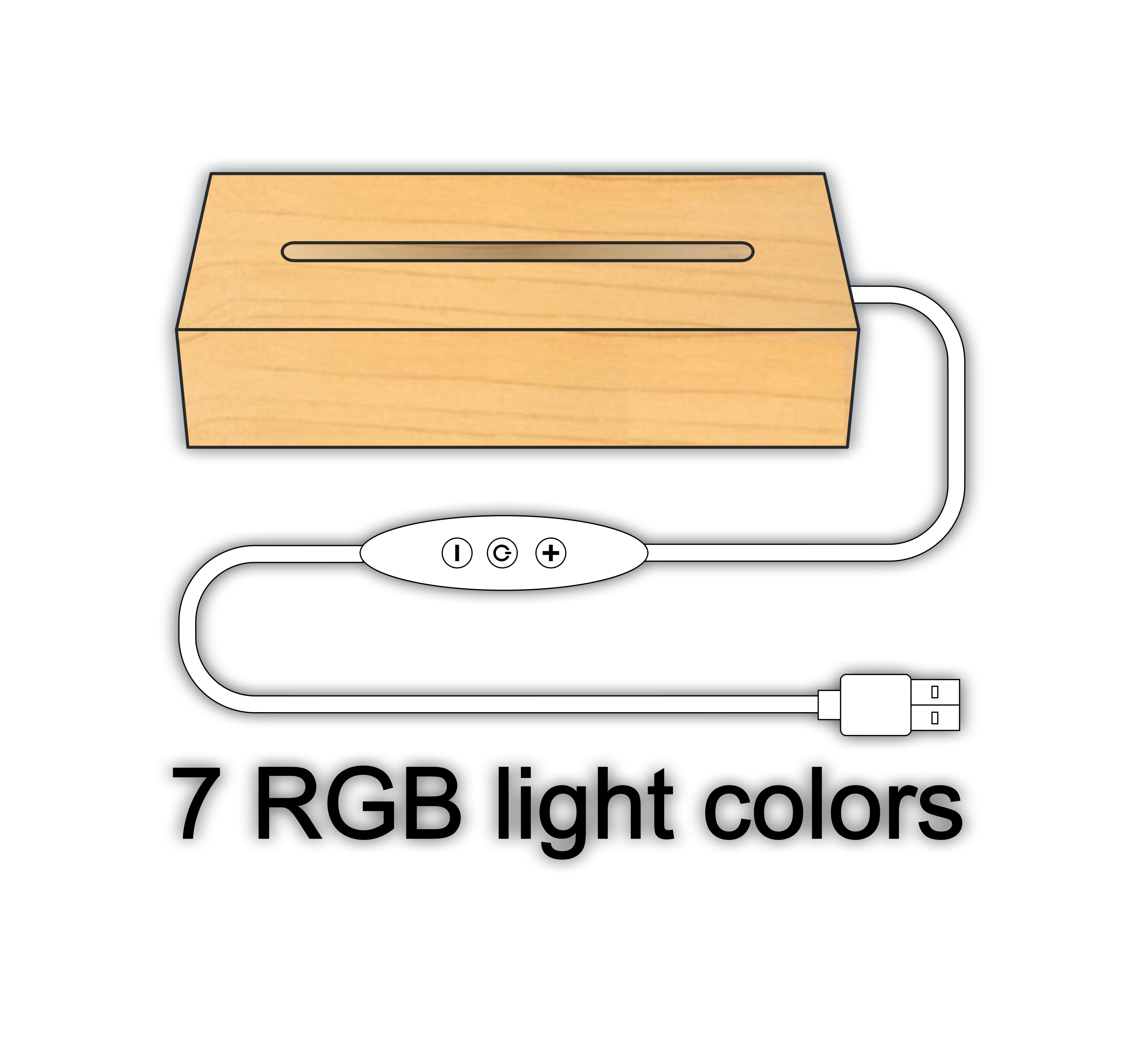 3D Night Light with Wooden Base Personalized Light